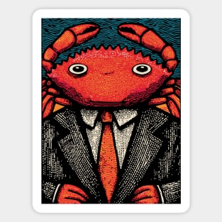 Quirky Crab-Headed Businessman in Suit Art Design Magnet